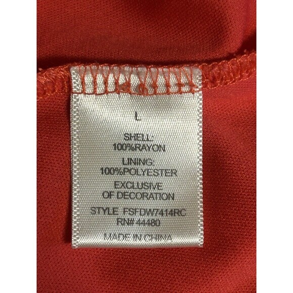 Miami Red Hot Racerback Embroidery Ruffle Faux Wrap Fit And Flare Halter Dress L - Picture 8 of 8